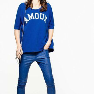 Zadig & Voltaire Portland Bis Sweatshirt Top Printed Blue Oversized Tunic L US